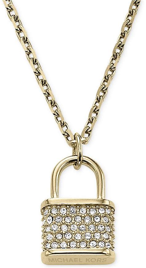 michael kors gold-tone padlock charm necklace style mkj6821